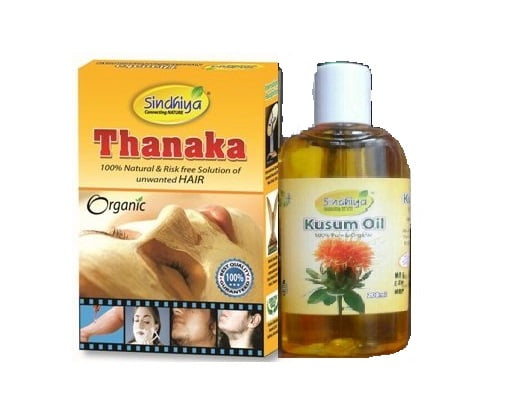 Sindhiya Organic Thanaka Powder 170g & Cold Pressed Kusum Oil 200ml 3